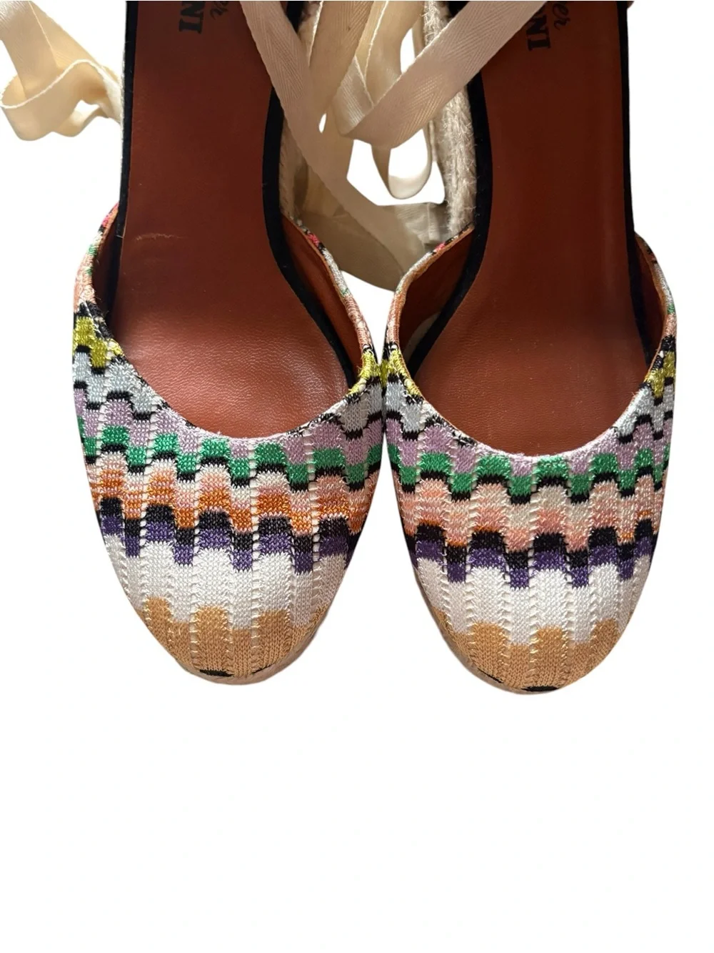 Castañer x Missoni Multicolor Embroidered Espadrille Wedges Ankle Ties, EU 40